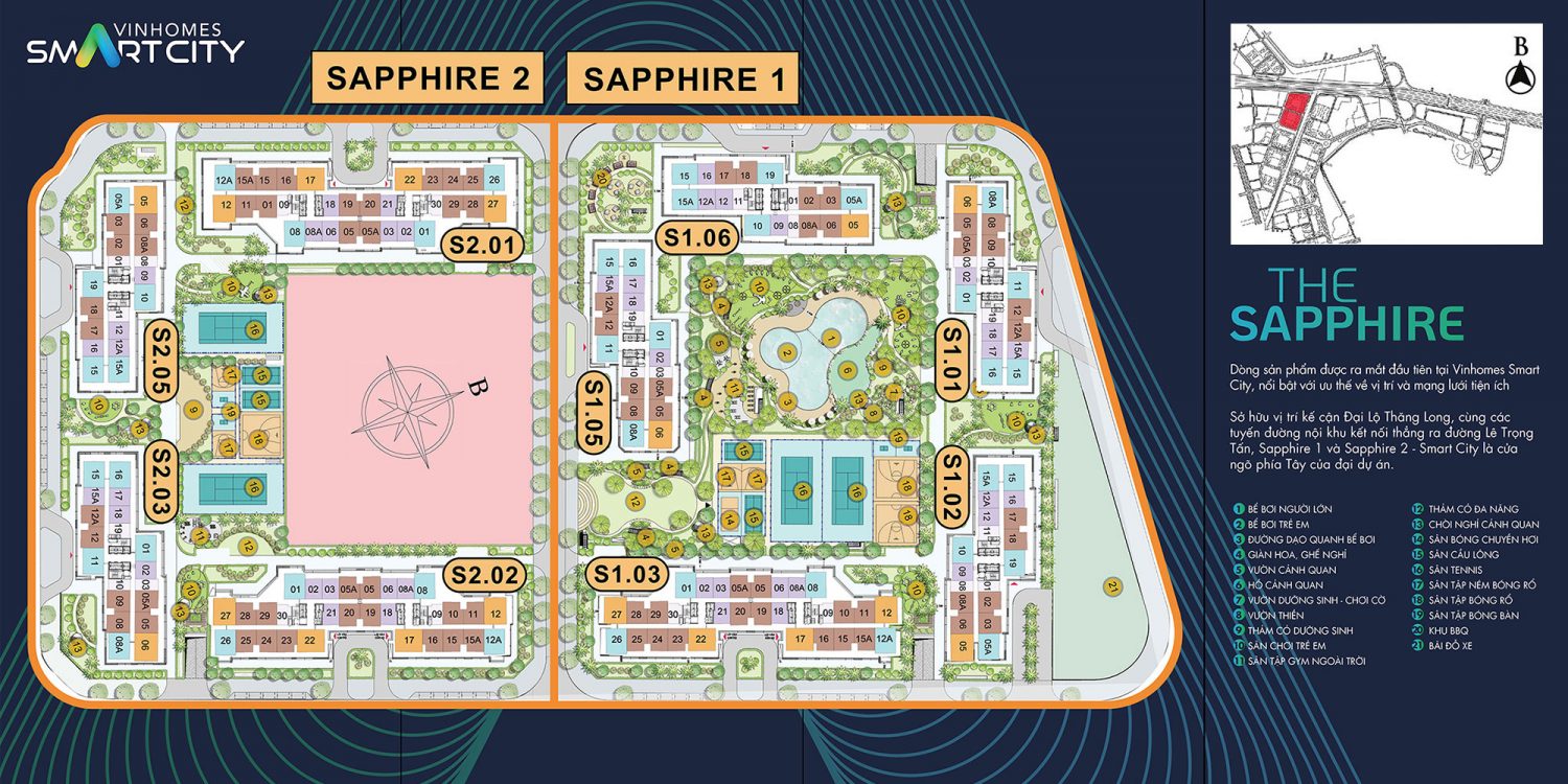 Mặt bằng tổng thể The Sapphire 1 và The Sapphire 2