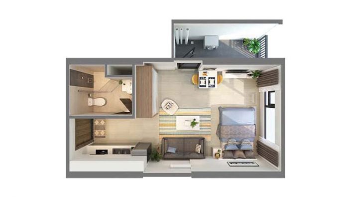 Mặt bằng Căn hộ studio 33 - 36 m²