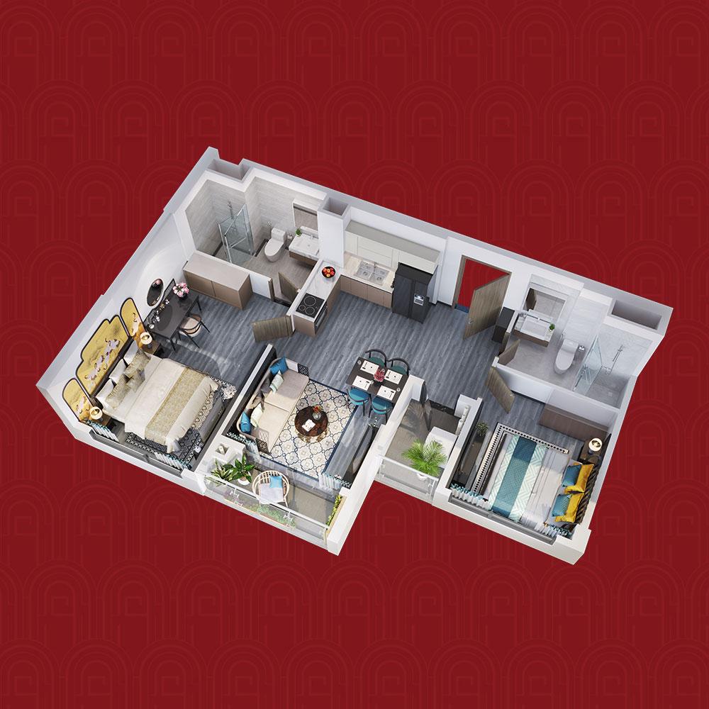 Căn Hộ 2PN The Tonkin (59.6 – 65.4m²)