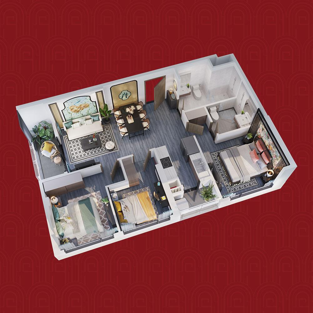 Căn Hộ 3PN The Tonkin (79.4 – 82.5m²)